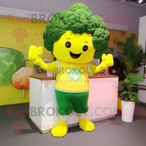 Gul Broccoli maskot kostym...