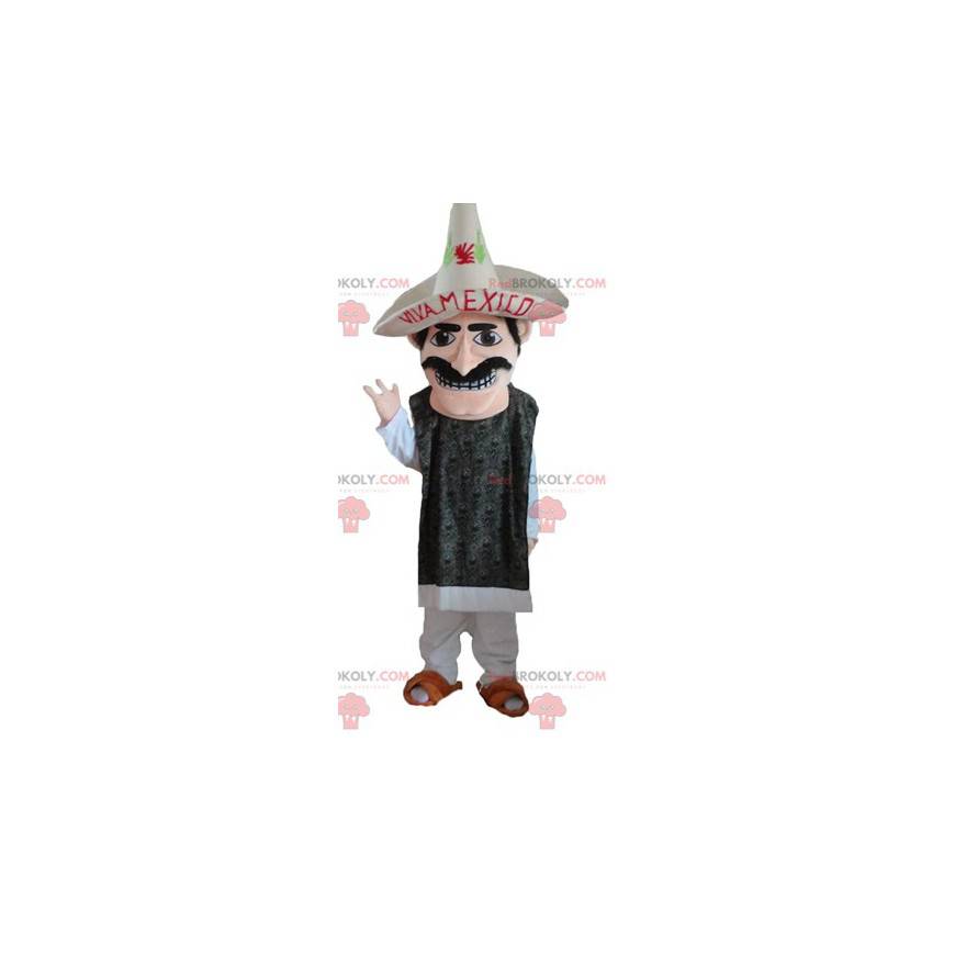 Mascotte de Mexicain moustachu avec un sombrero - Redbrokoly.com