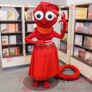 Mascottefiguur van een rode...