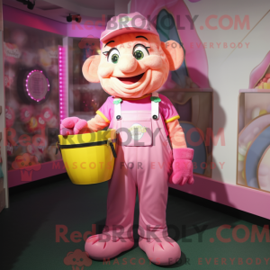 Maskot-karakter av en rosa...