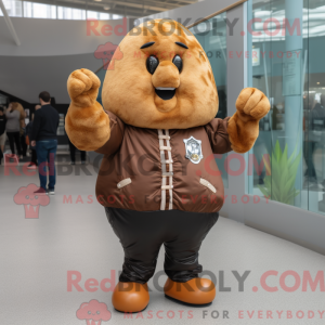 Mascot character of a Brown...