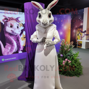 Purple Kangaroo mascot costume character dressed with a Wedding Dress and Wraps