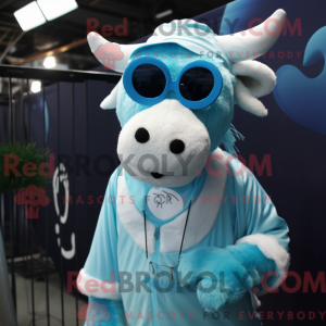 Mascot character of a Cyan...