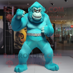 Turkis Gorilla maskot drakt...