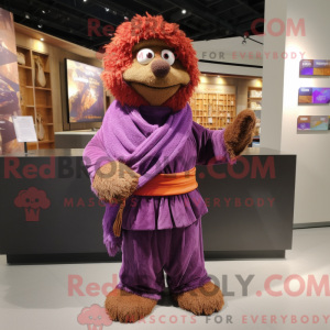 Mascot karakter van paarse...