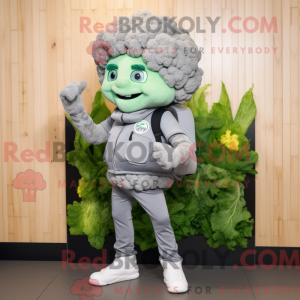 Maskot karakter af en grå...