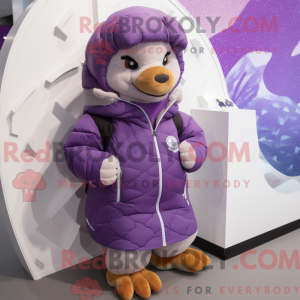 Maskot karakter af en lilla...