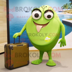 Olive Stingray mascot costume character dressed with a Swimwear and Briefcases