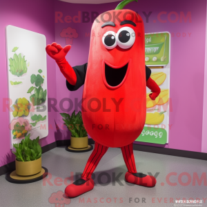 Maskot karakter af en rød...