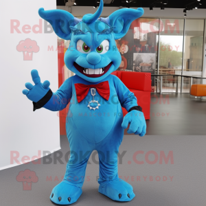 Cyan Devil mascotte kostuum...