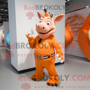 Maskotfigur af et orange...