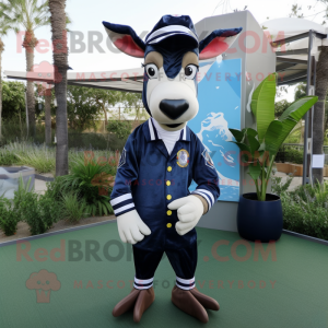 Navy Okapi maskot kostume...