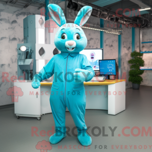 Mascot character of a Cyan...