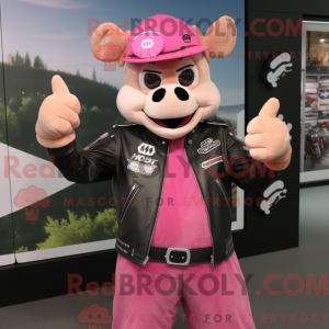 Maskotkarakter av en Pink...