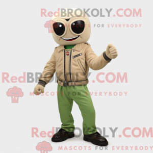 Maskotkarakter af en beige...
