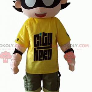 Mascote super-herói infantil com uma venda - Redbrokoly.com