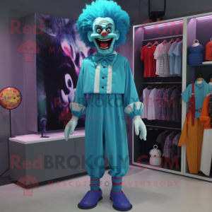 Cyan Evil Clown mascotte...