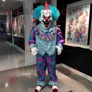 Cyan Evil Clown mascotte...