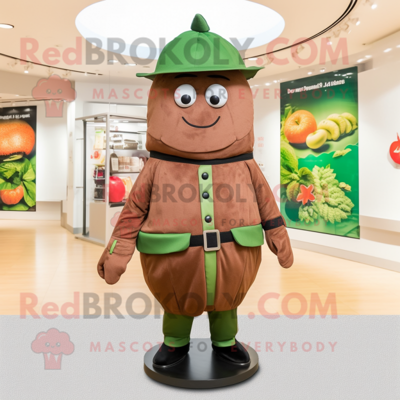 Brown Watermelon mascot costume character dressed with a Coat and Belts Brown Watermelon mascot costume character dressed with a Coat and Belts