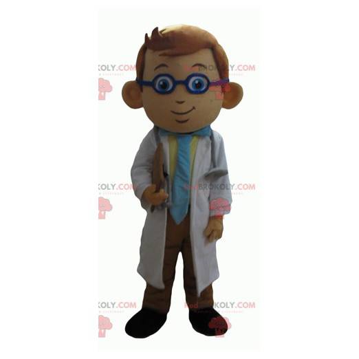Doktor doktor maskot i hvit kappe - Redbrokoly.com