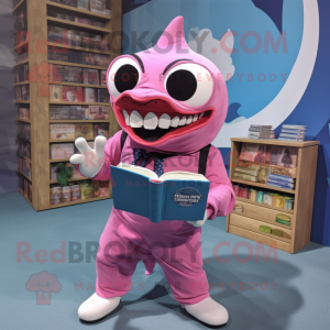 Pink Shark maskot kostume...