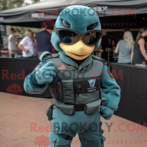 Mascot character of a Teal...