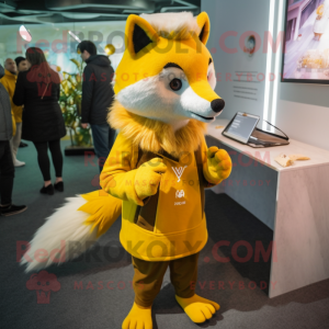 Yellow Fox maskot kostym...