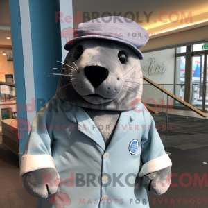 Maskot-karakter av en grå...