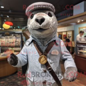 Maskot-karakter av en grå...