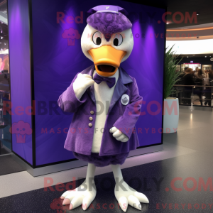 Maskot karakter av en lilla...