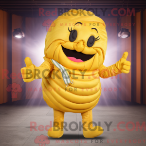 Maskot karakter af en gul...