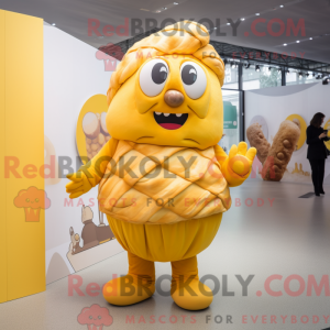 Maskot karakter af en gul...