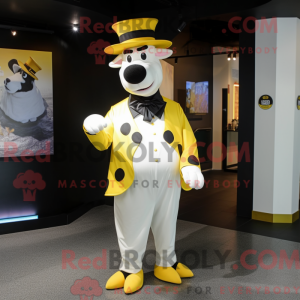 Mascottefiguur van een gele...