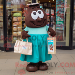 Maskot-karakter av en Teal...