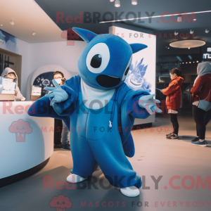 Maskotkarakter z Blue Manta...