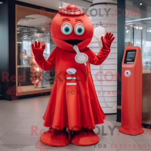 Maskot karakter af en rød...