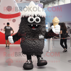 Black Ice Cream mascot costume character dressed with a Skinny Jeans and Anklets