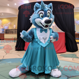 Maskottchenfigur eines Cyan...