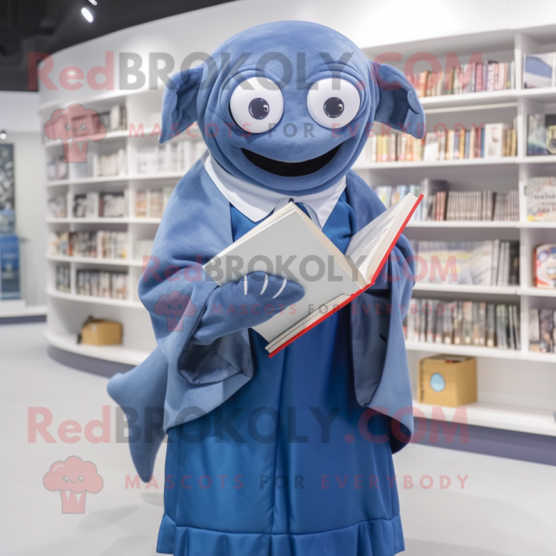 nan Blue Whale mascot costume character dressed with a Overalls and Reading glasses nan Blue Whale mascot costume character dressed with a Overalls and Reading glasses