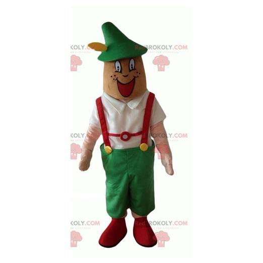 Mascote tirolês com vestido tradicional austríaco -