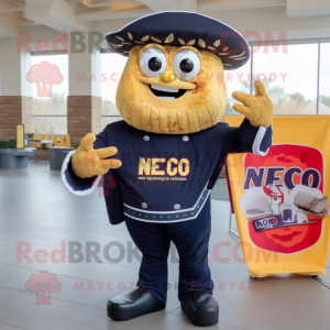 Navy Nachos mascot costume character dressed with a Jeggings and Belts