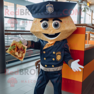 Navy Nachos mascot costume character dressed with a Jeggings and Belts
