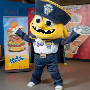 Navy Nachos mascot costume character dressed with a Jeggings and Belts