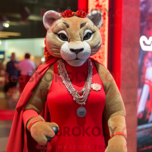 Mascottefiguur van een rode...