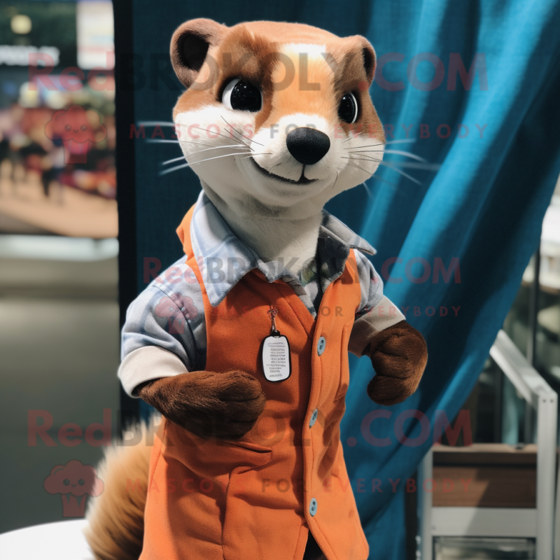 Rust Ferret mascot costume character dressed with a Poplin Shirt and Scarves Rust Ferret mascot costume character dressed with a Poplin Shirt and Scarves