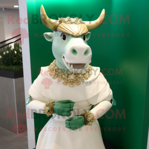 Green Bull maskot kostym...