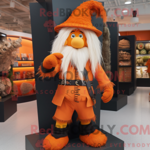 Maskotfigur af en orange...