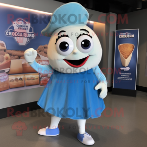 Blue Clam Chowder mascot costume character dressed with a Mini Dress and Lapel pins