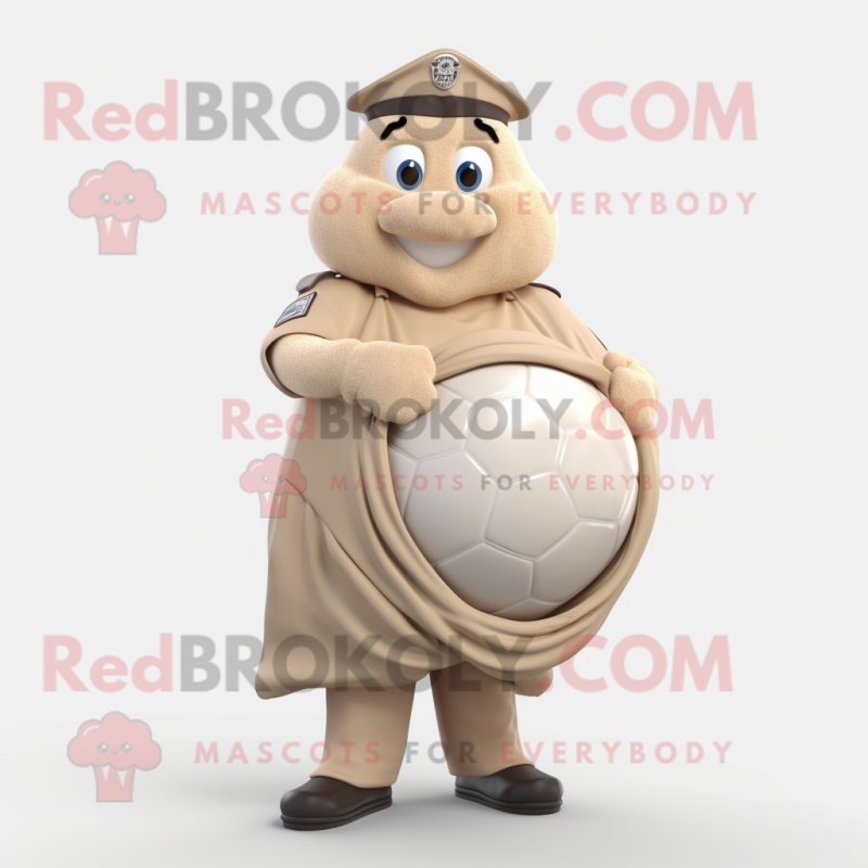 Beige Police Officer mascot costume character dressed with a Ball Gown and Gloves Beige Police Officer mascot costume character dressed with a Ball Gown and Gloves