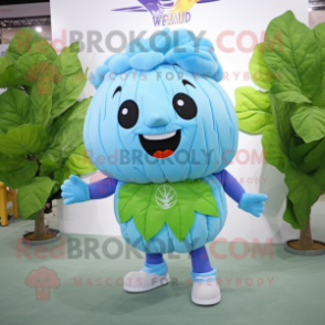 Sky Blue Cabbage Leaf mascot costume character dressed with a Romper and Keychains